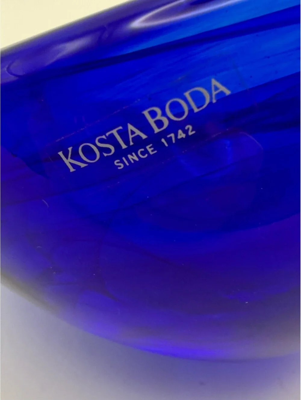 Kosta Boda Cobalt Blue Art Glass Votive Candle Holder w/ Box Sweden